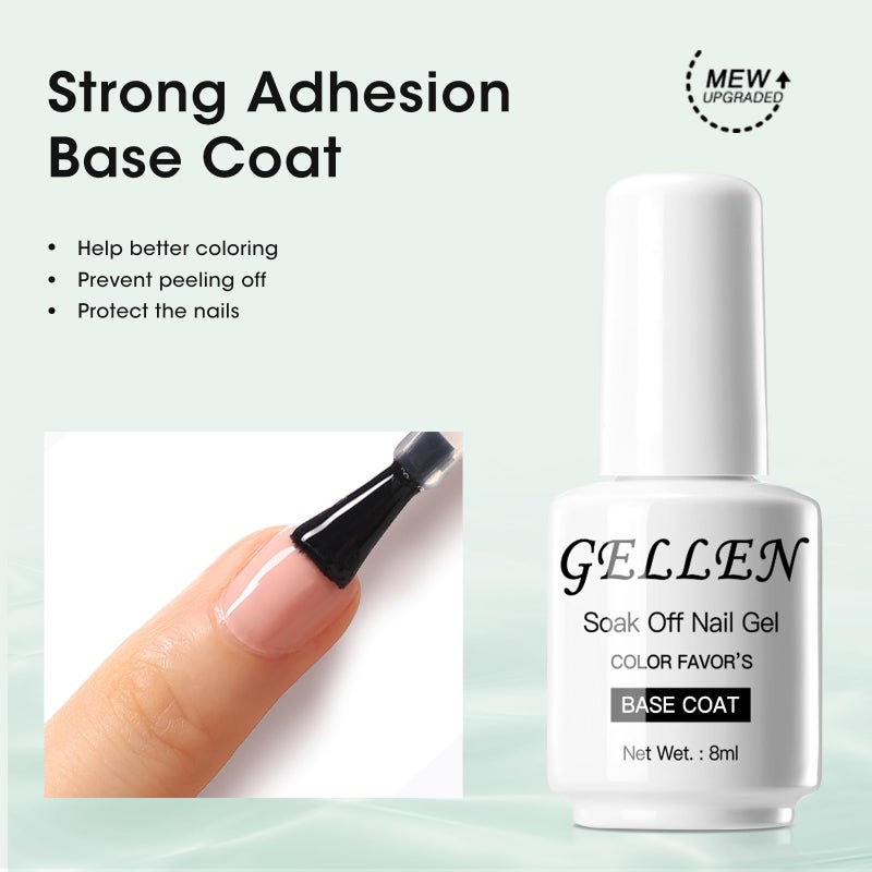 Gellen Gel Top and Base Coat, 2pcs Clear Gel Nail Polish Set, 8ml No Wipe Gel Top Coat Nail Polish, Long Lasting Base Coat Gel Manicure, Soak Off LED Nail Lamp Base Top Coat for Nail Salon, Nail Art - Image 3